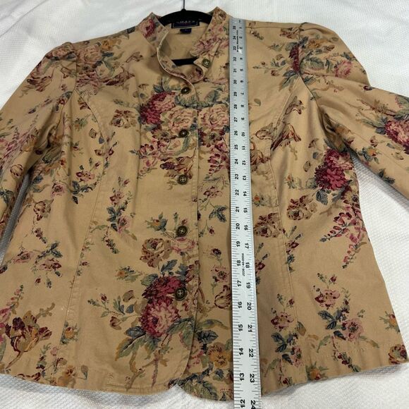 Chaps Women's Boho Floral Print Tan Blazer Jacket - Picture 4 of 9